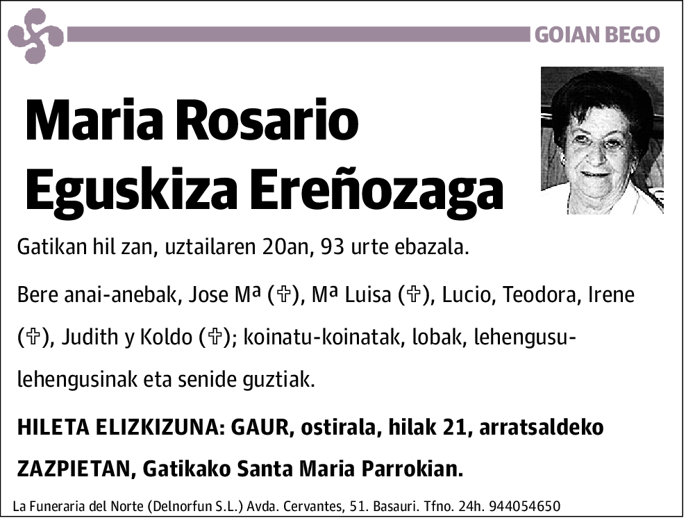 María Rosario Eguskiza Ereñozaga