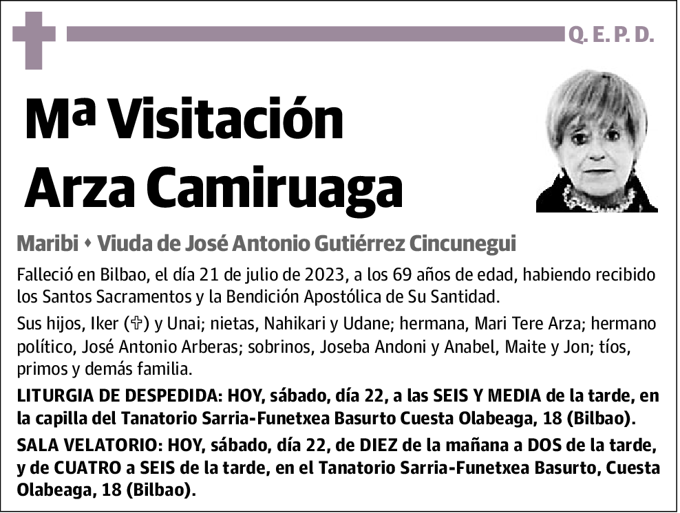 Mª Visitación Arza Camiruaga