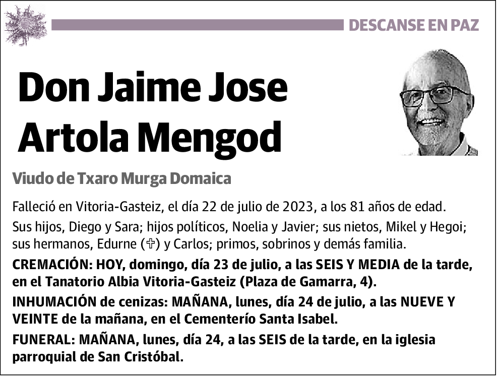 Jaime Jose Artola Mengod