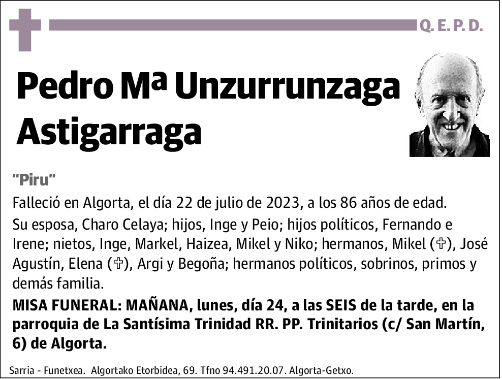 Pedro Mª Unzurrunzaga Astigarraga