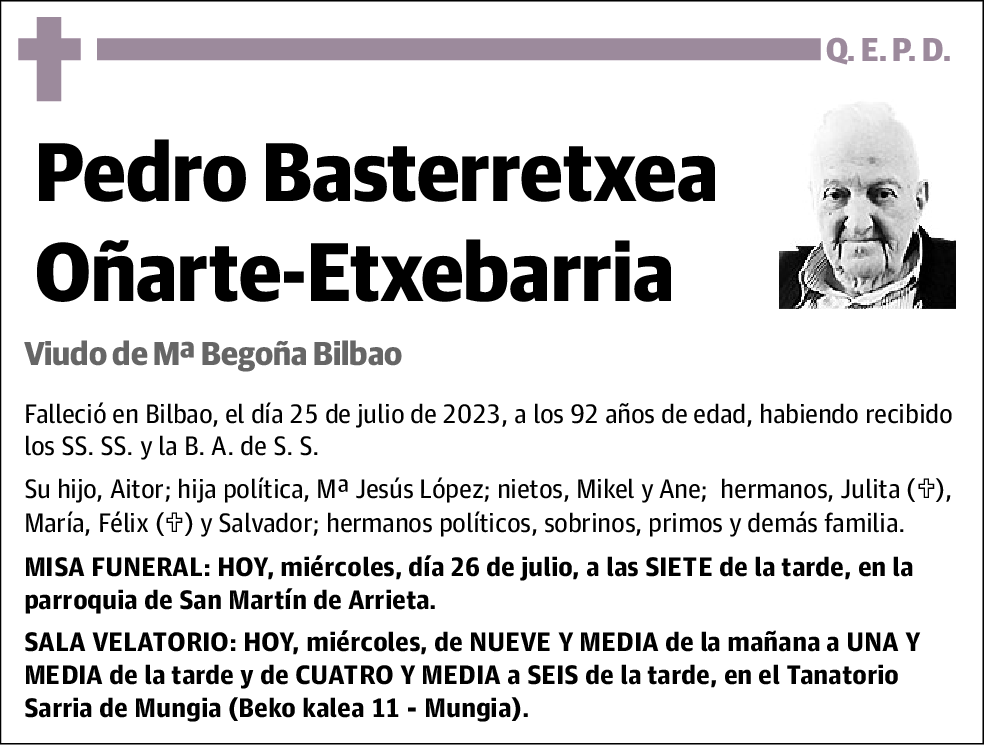 Pedro Basterretxea Oñarte-Etxebarria