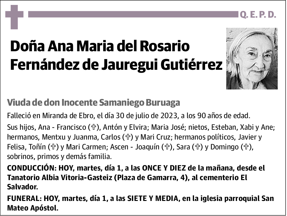 Ana Maria del Rosario Fernández de Jauregui Gutiérrez