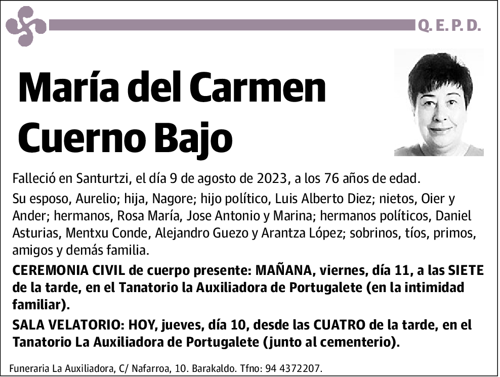 María Del Carmen Cuerno Bajo