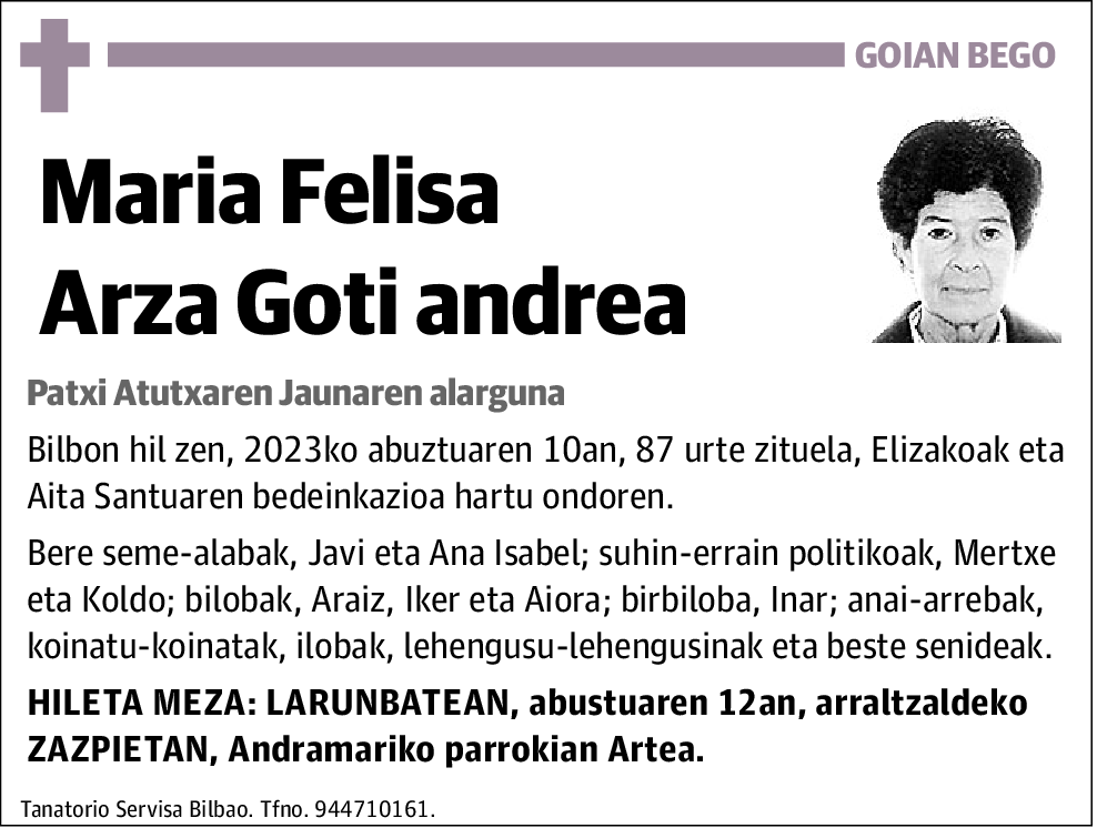 Maria Felisa Arza Goti Andrea