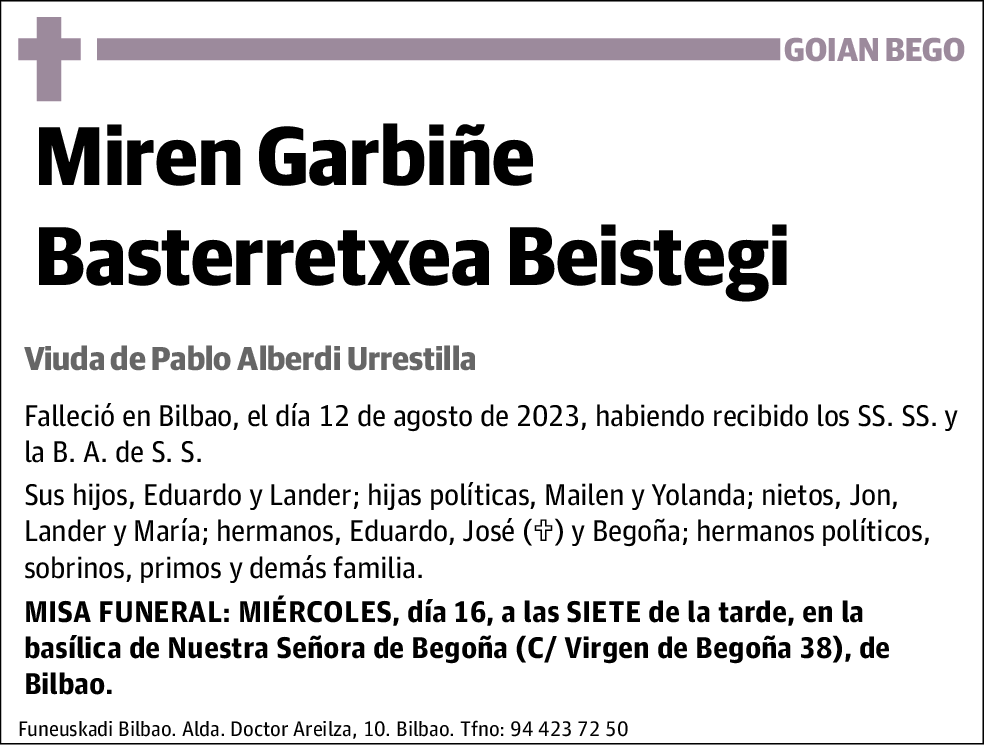 Miren Garbiñe Basterretxea Beistegi