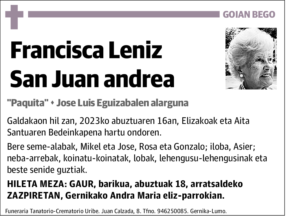 Francisca Leniz San Juan