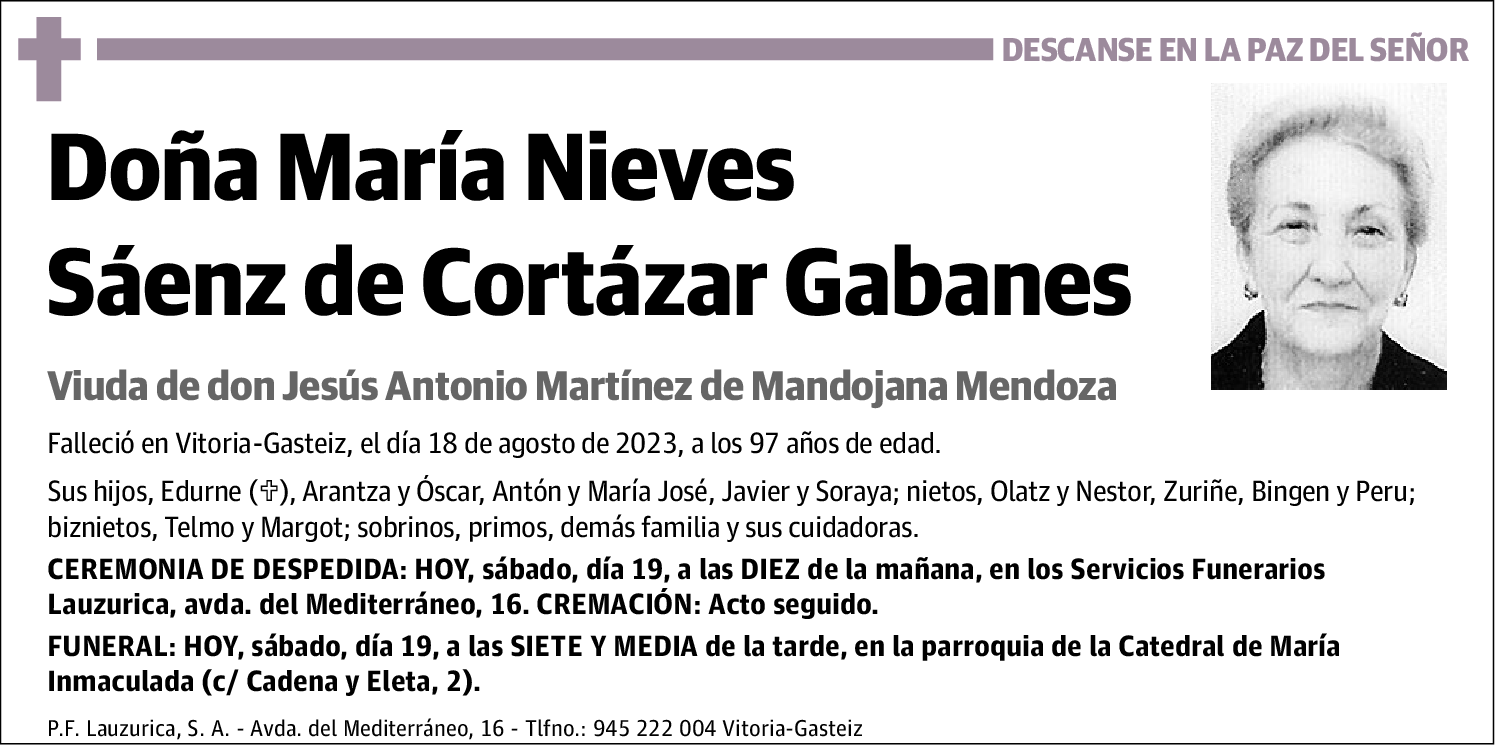 María Nieves Sáenz De Cortázar Gabanes