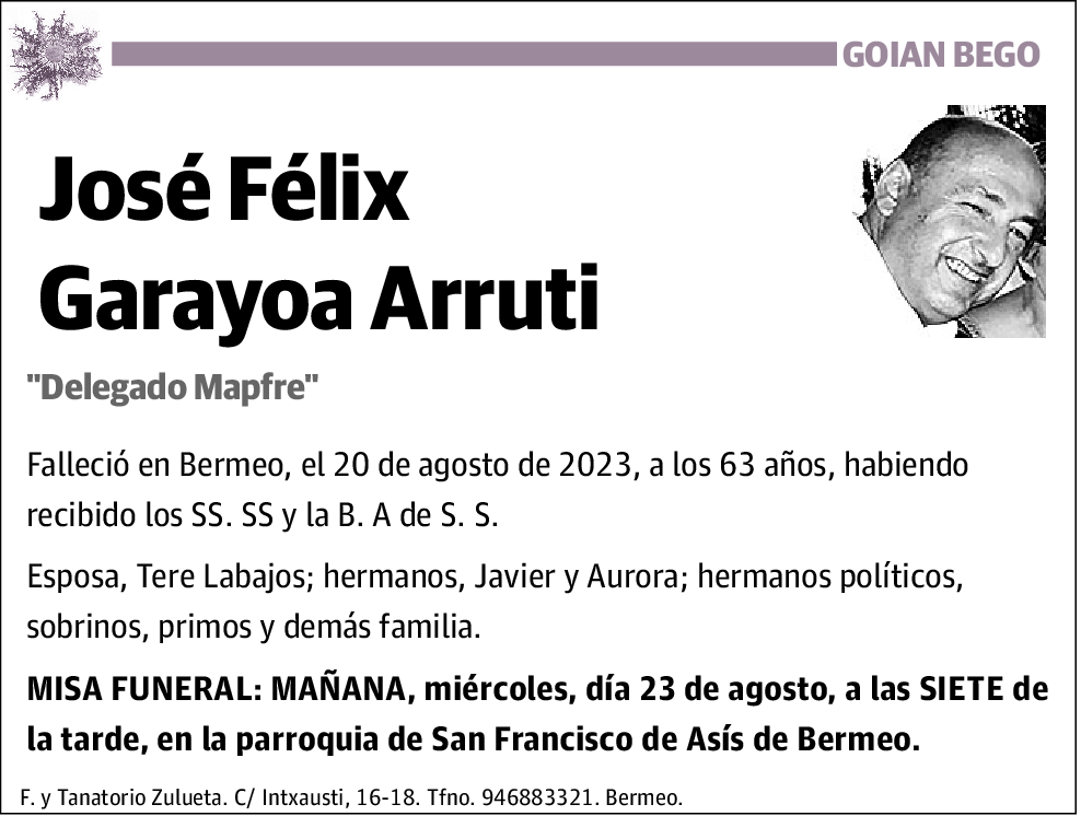 Jose Felix Garayoa Arruti