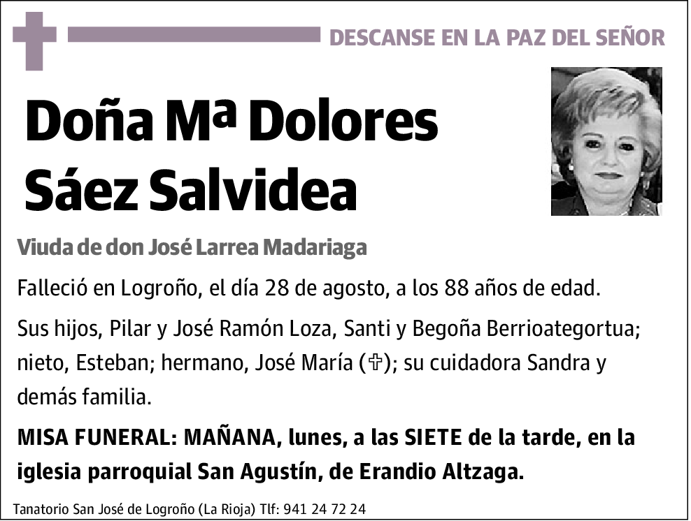 Mª Dolores Sáez Salvidea