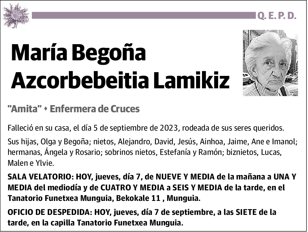 María Begoña Azcorbebeitia Lamikiz