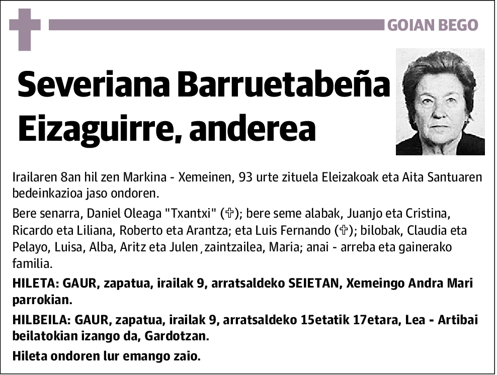 Severiana Barruetabeña Eizaguirre