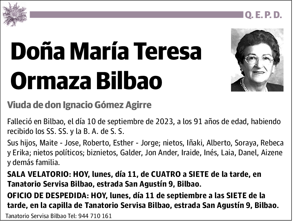 María Teresa Ormaza Bilbao