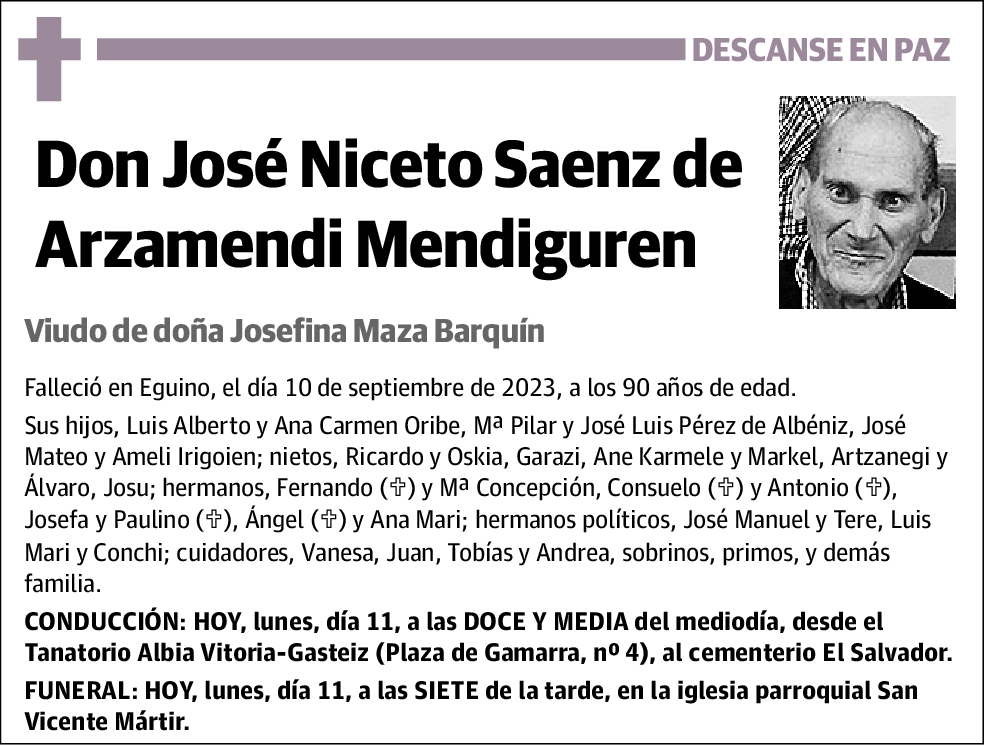 José Niceto Saenz de Arzamendi Mendiguren