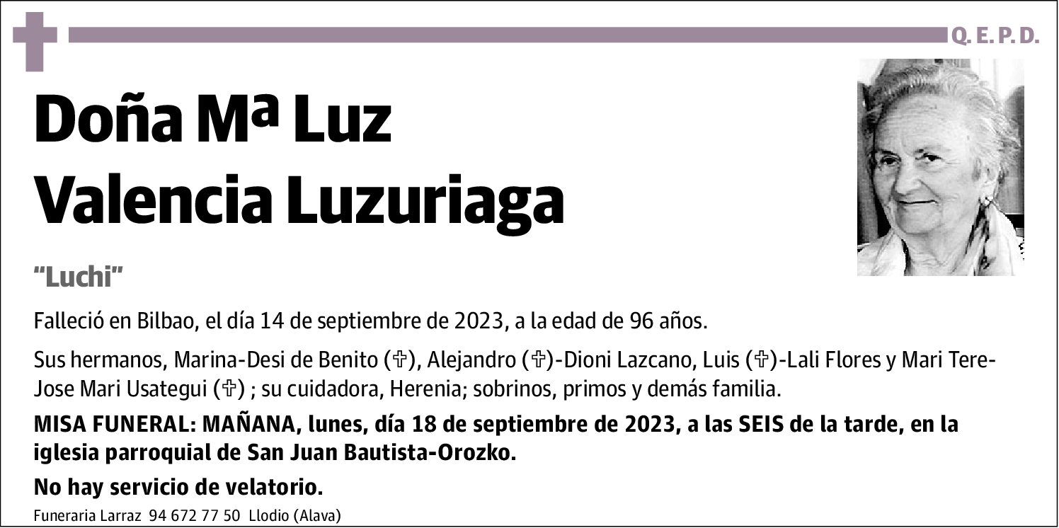 Mª Luz Valencia Luzuriaga