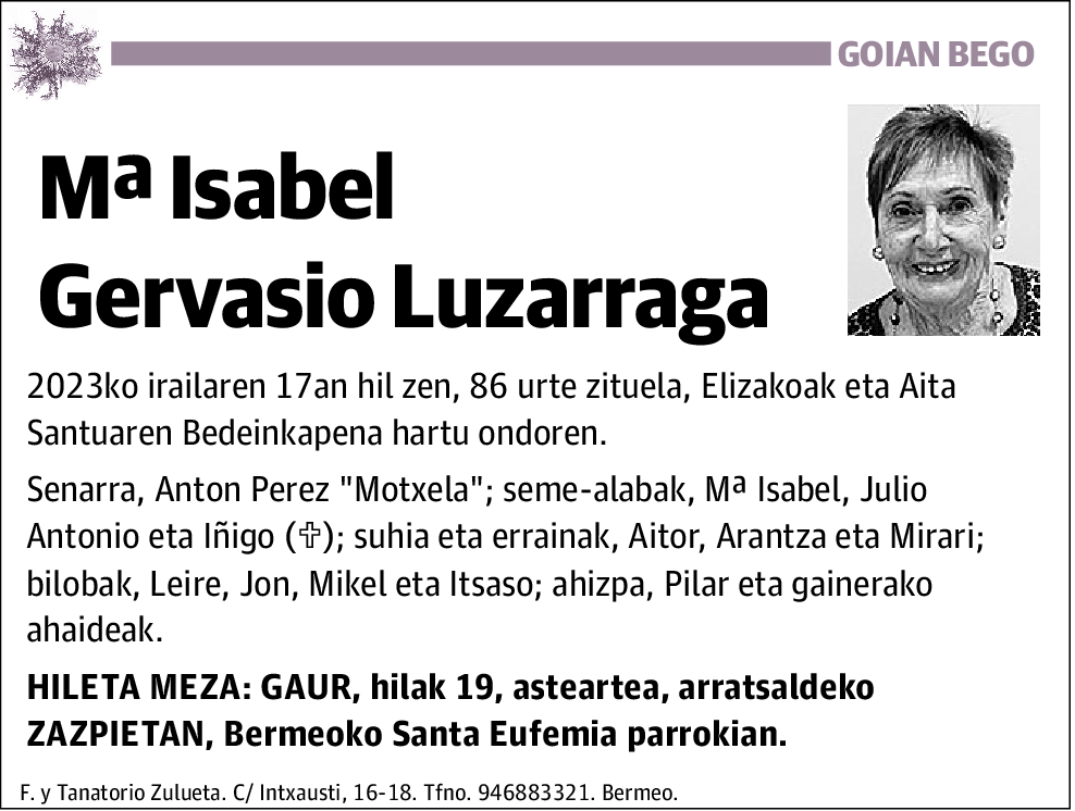 Mª Isabel Gervasio Luzarraga