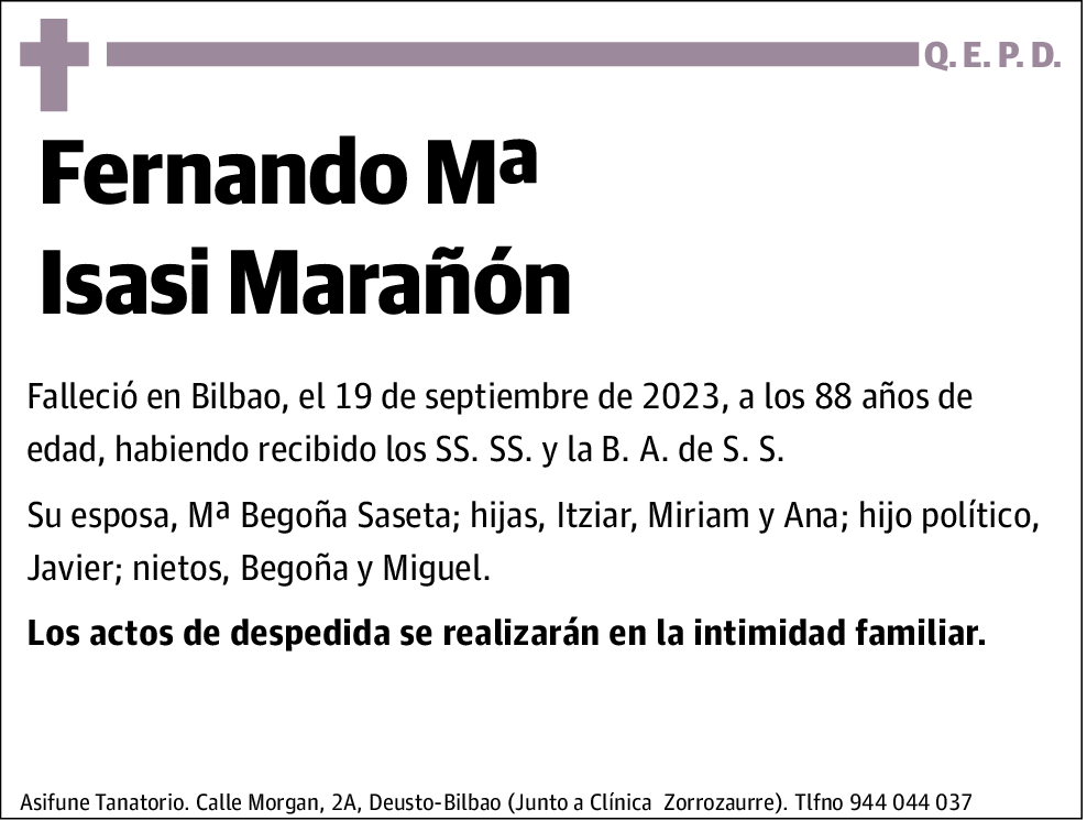 Fernando Mª Isasi Marañon