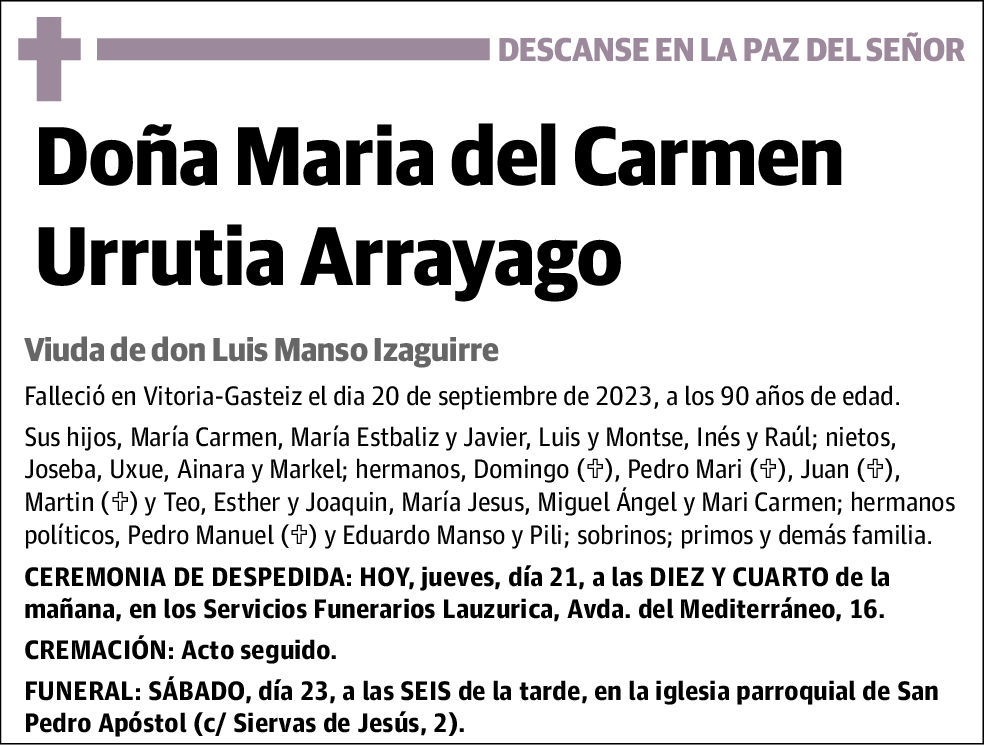 María Del Carmen Urrutia Arrayago