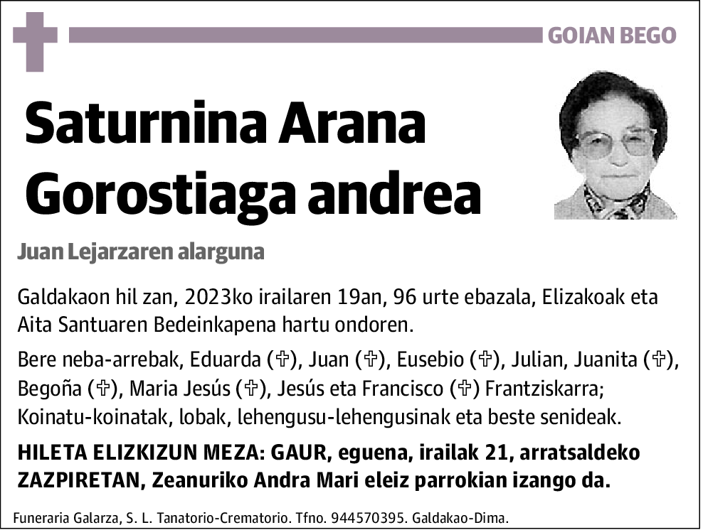 Saturnina Arana Gorostiaga