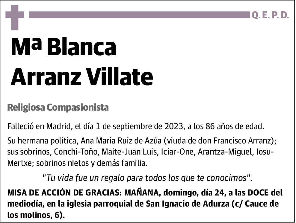Mª Blanca Arranz Villate