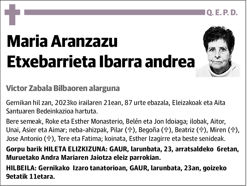 Maria Aranzazu Etxebarrieta Ibarra