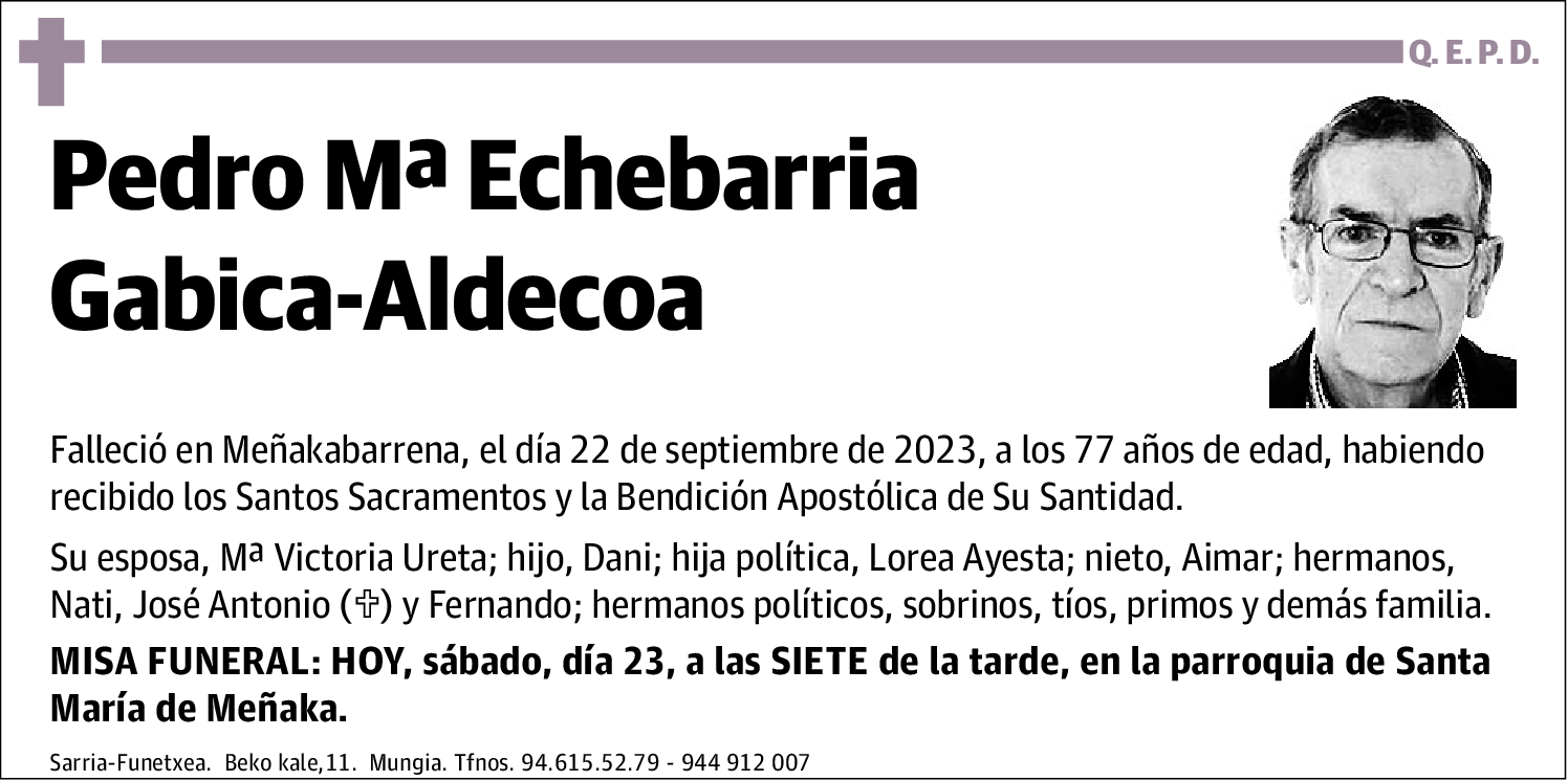 Pedro Mª Echebarria Gabica-Aldecoa