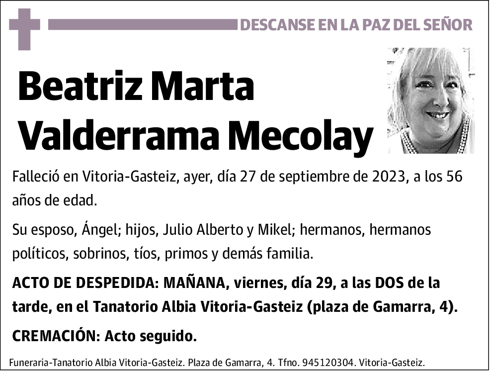 Beatriz Marta Valderrama Mecolay