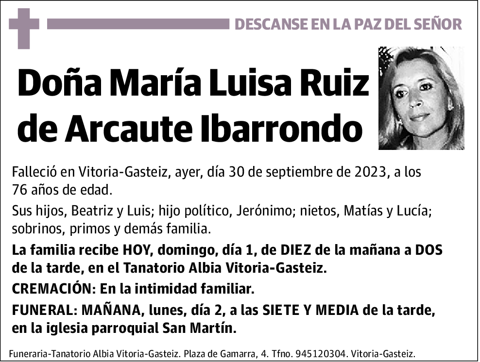 María Luisa Ruiz de Arcaute Ibarrondo