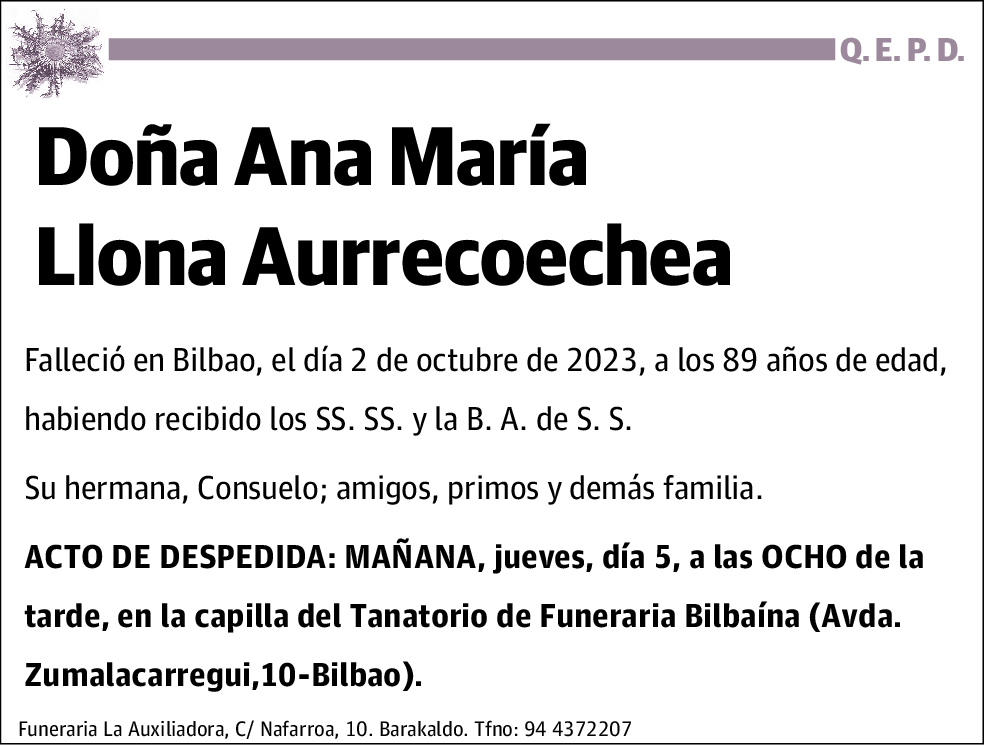 Ana María Llona Aurrecoechea