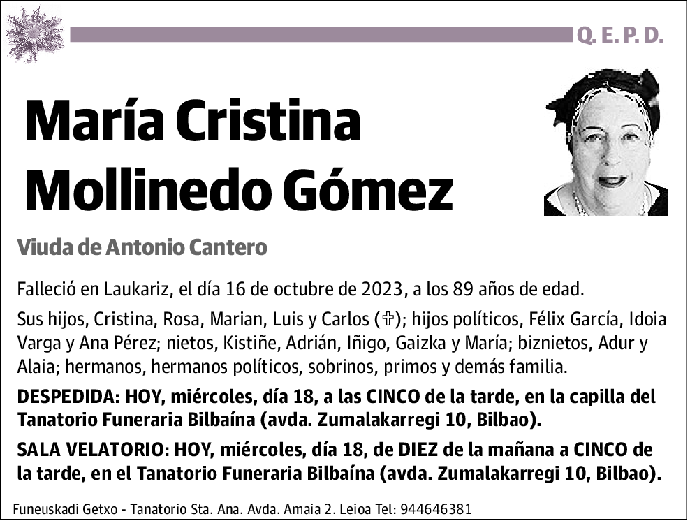 María Cristina Mollinedo Gómez