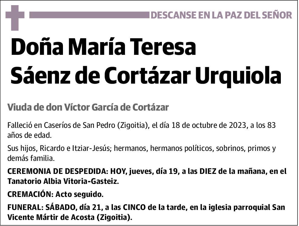 María Teresa Saénz de Cortázar Urquiola