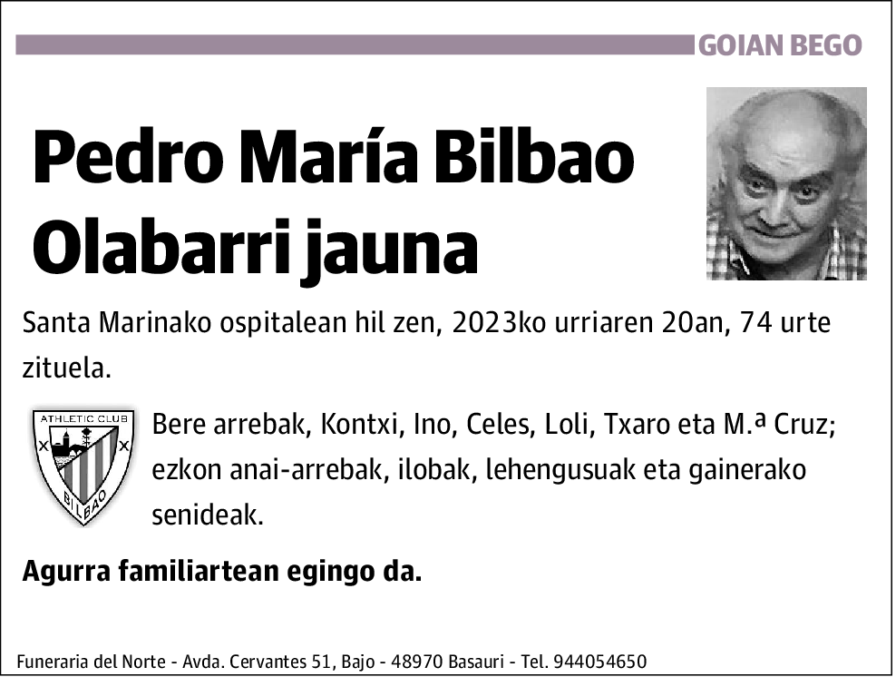 Pedro María Bilbao Olabarri