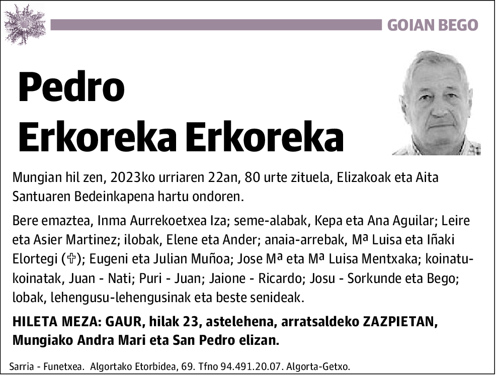 Pedro Erkoreka Erkoreka