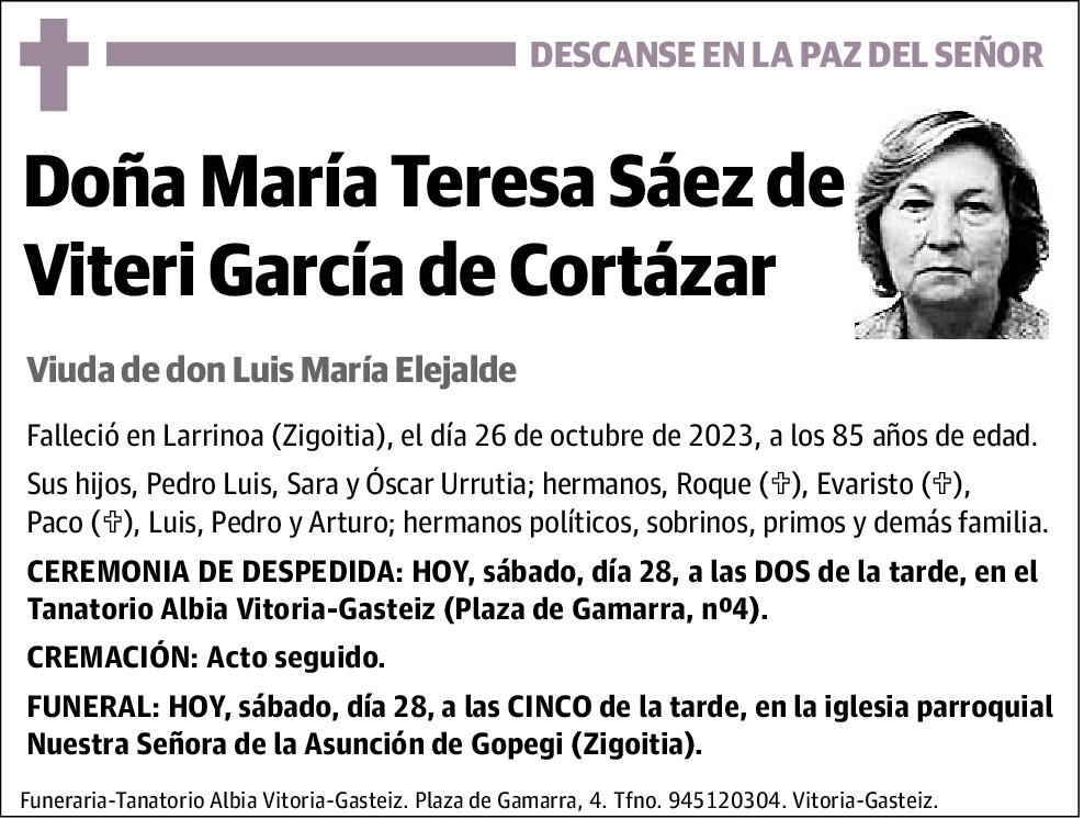 María Teresa Sáez de Viteri García de Cortázar