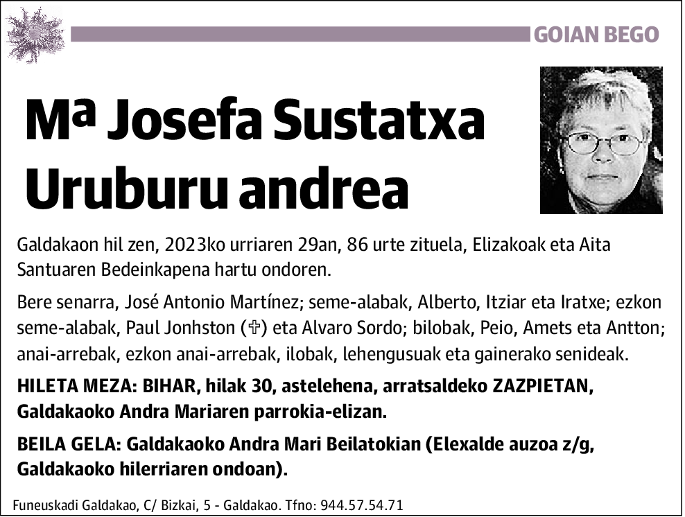 Mª Josefa Sustatxa Uruburu