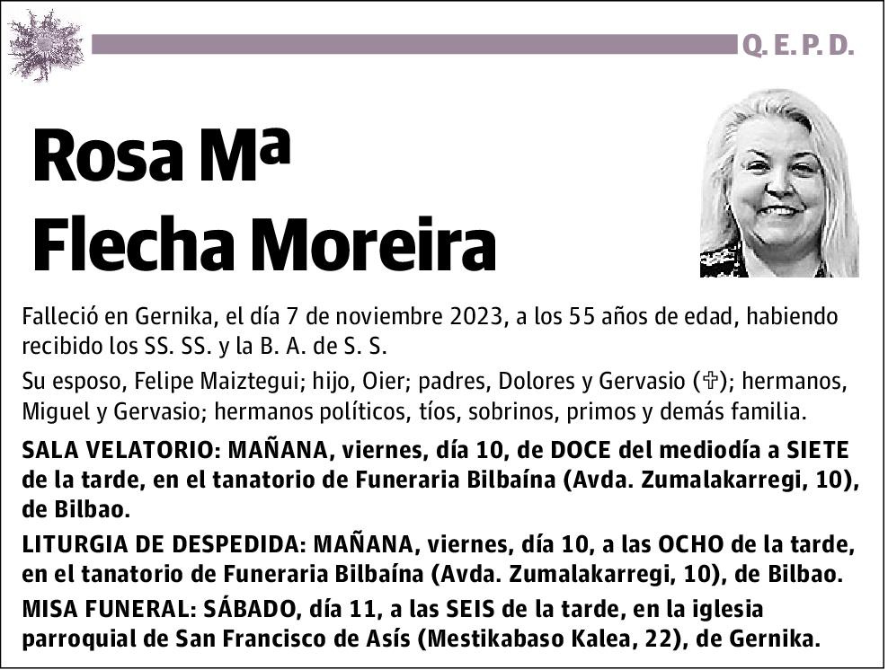 FLECHA MOREIRA,ROSA Mª