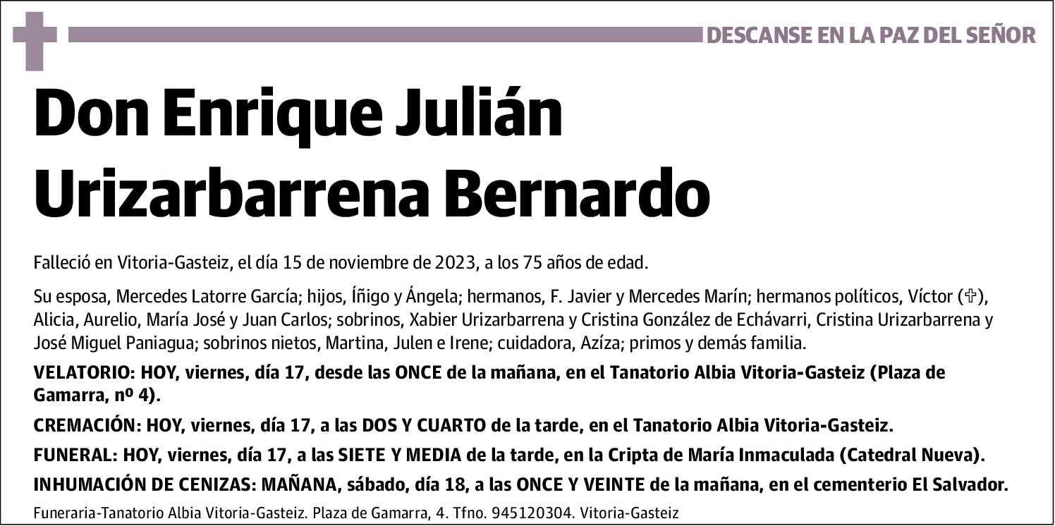 Enrique Julián Urizarbarrena Bernardo