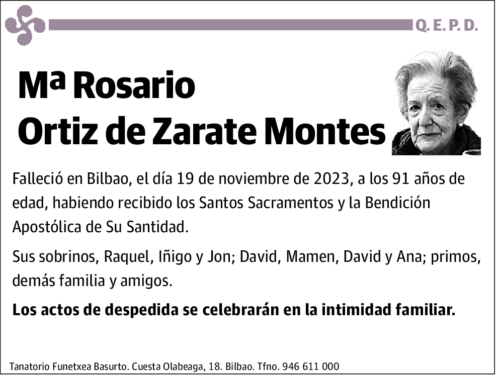 Mª Rosario Ortiz de Zarate Montes