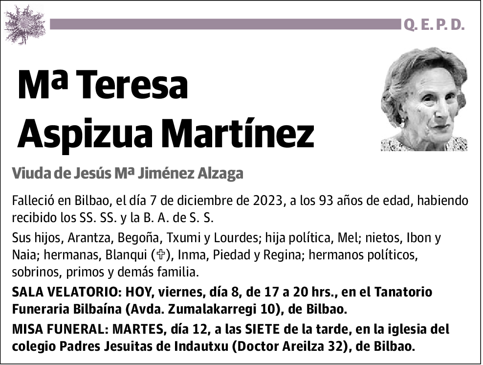 Mª Teresa Aspizua Martínez