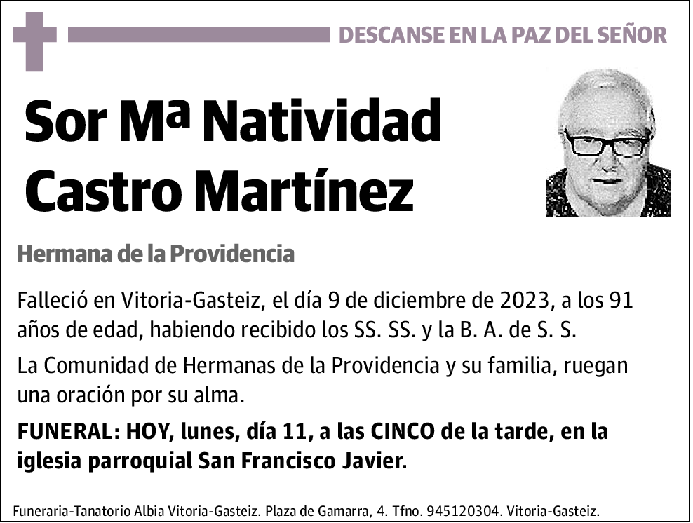 Sor Mª Natividad Castro Martínez