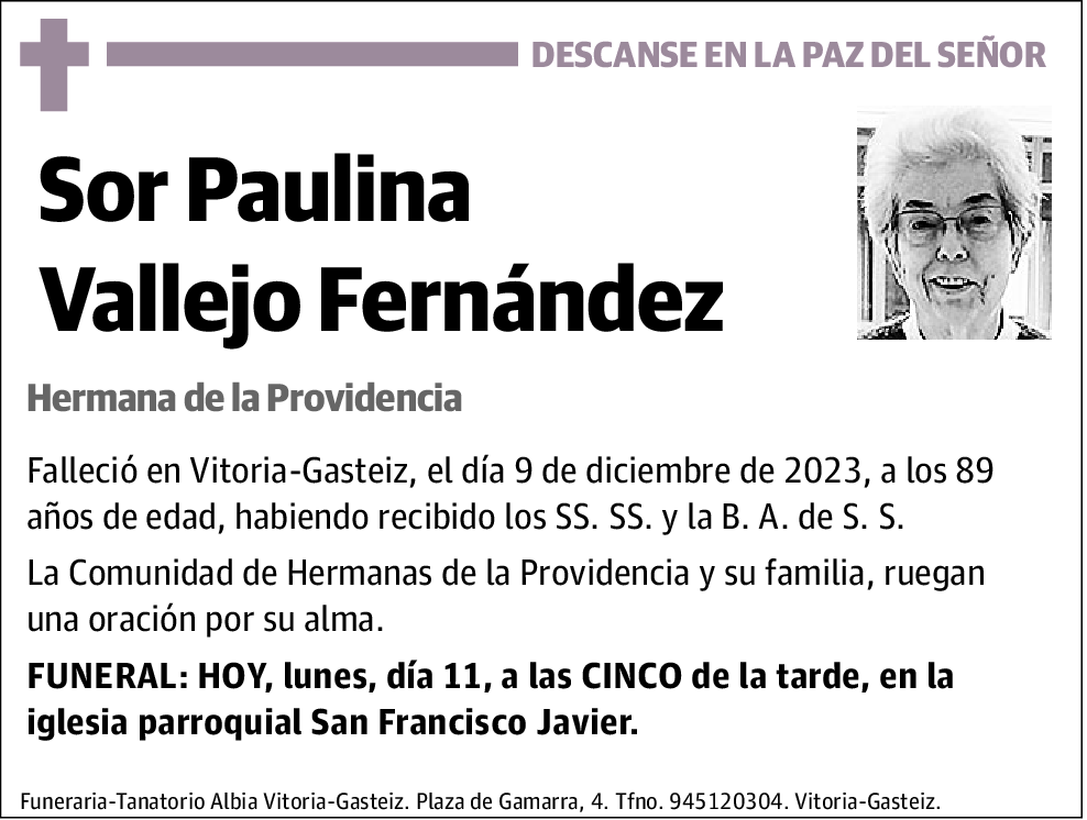 Sor Paulina Vallejo Fernández