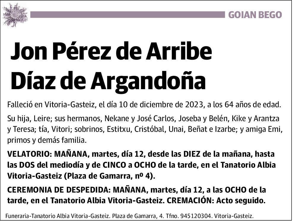 Jon Pérez de Arribe Díaz de Argandoña