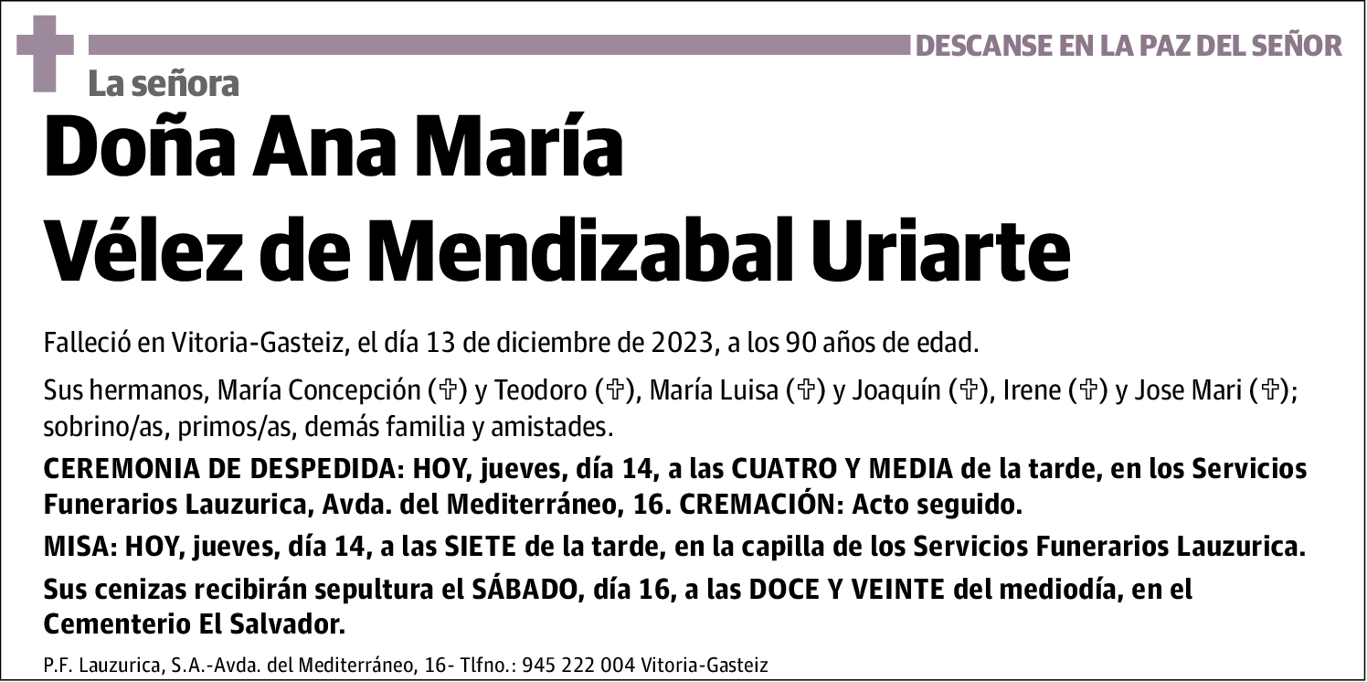 Ana María Vélez de Mendizabal Uriarte