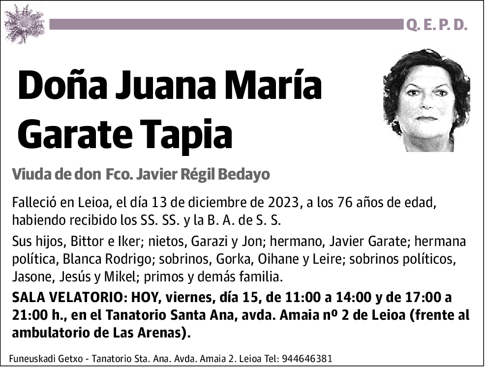 Juana María Garate Tapia