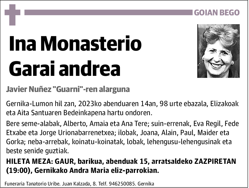 Ina Monasterio Garai