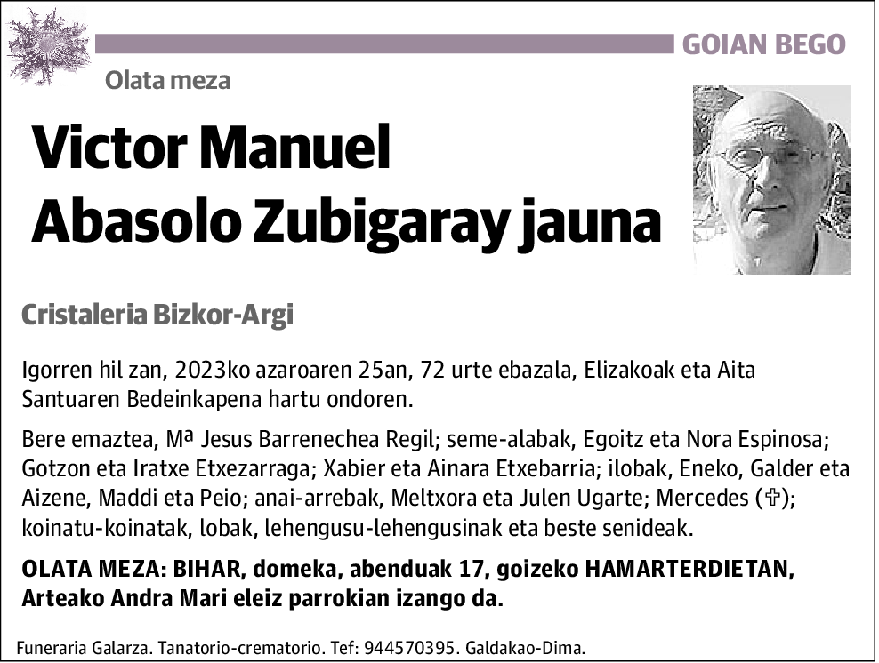 Victor Manuel Abasolo Zubigaray