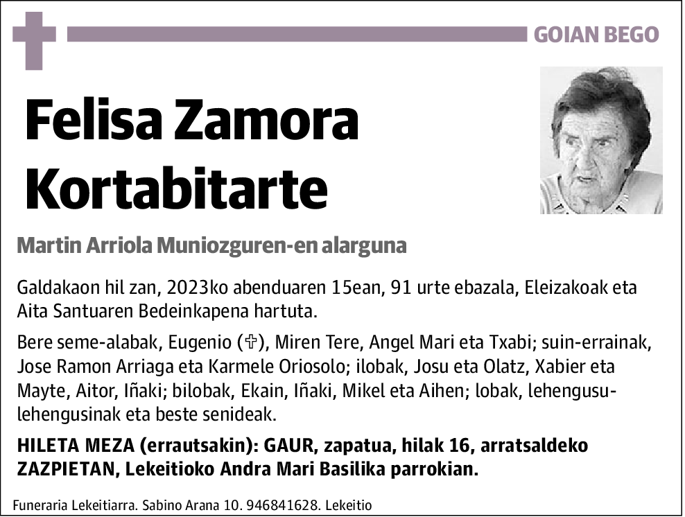 Felisa Zamora Kortabitarte