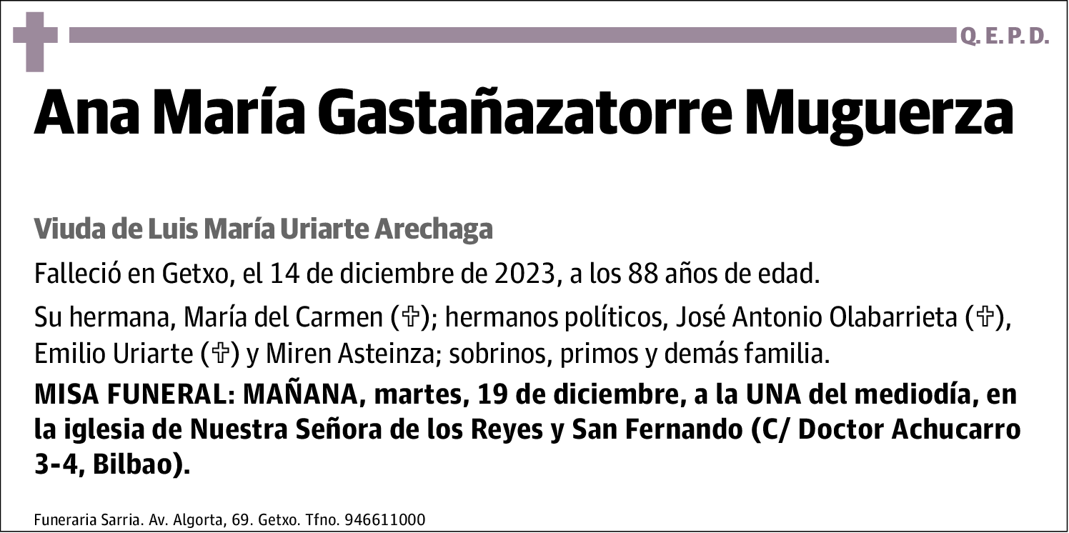 Ana María Gastañazatorre Muguerza