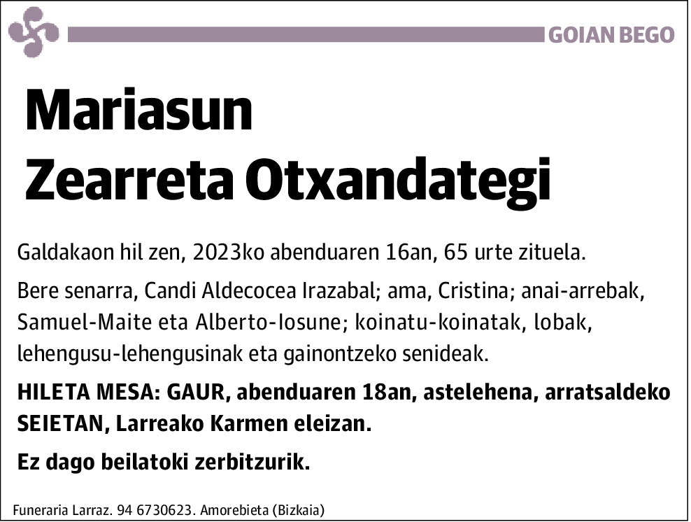 Mariasun Zearreta Otxandategi