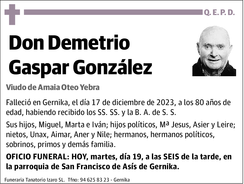 GASPAR GONZÁLEZ,DEMETRIO
