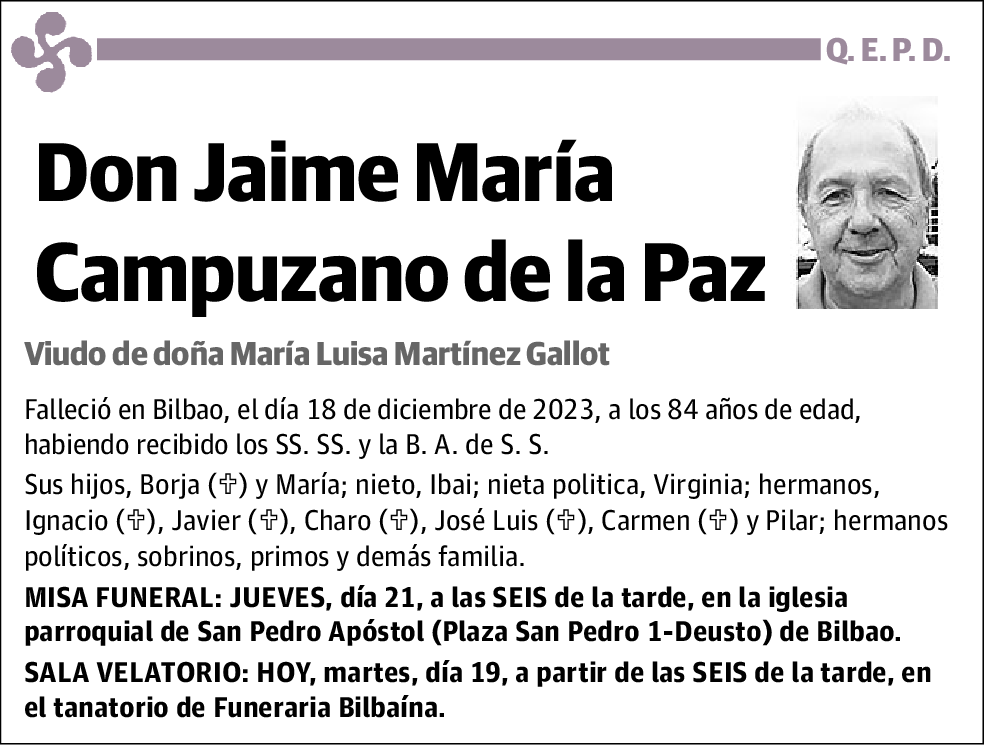 CAMPUZANO DE LA PAZ,JAIME MARÍA